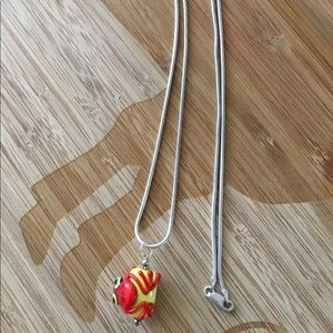 Frog Bead Pendant 24” 925 Sterling Snake Chain